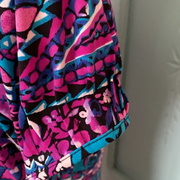 ECI New York Beaded detailed Dress. Purple/Blue/Black Print. Size 12 - Picture 6 of 11